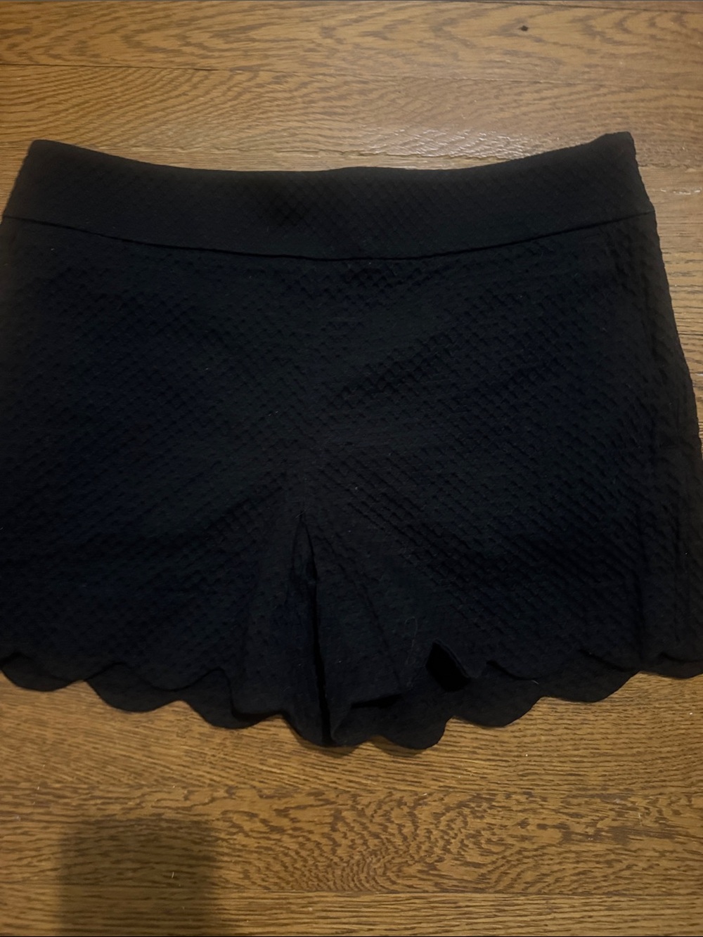 ANN TAYLOR Loft Black Scalloped Textured Stretch Shorts